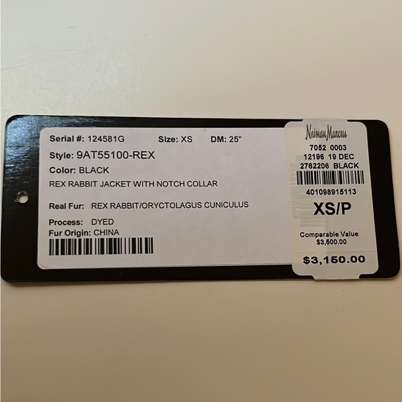 Gorski Fur Jacket Rex Rabbit Black *real fur* notch collar XS - Picture 16 of 16